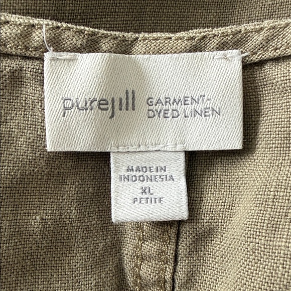 J. Jill Pure Jill Coastal Minimalist Linen Shift Dress Lagan look Mute Green XLP - Picture 3 of 9